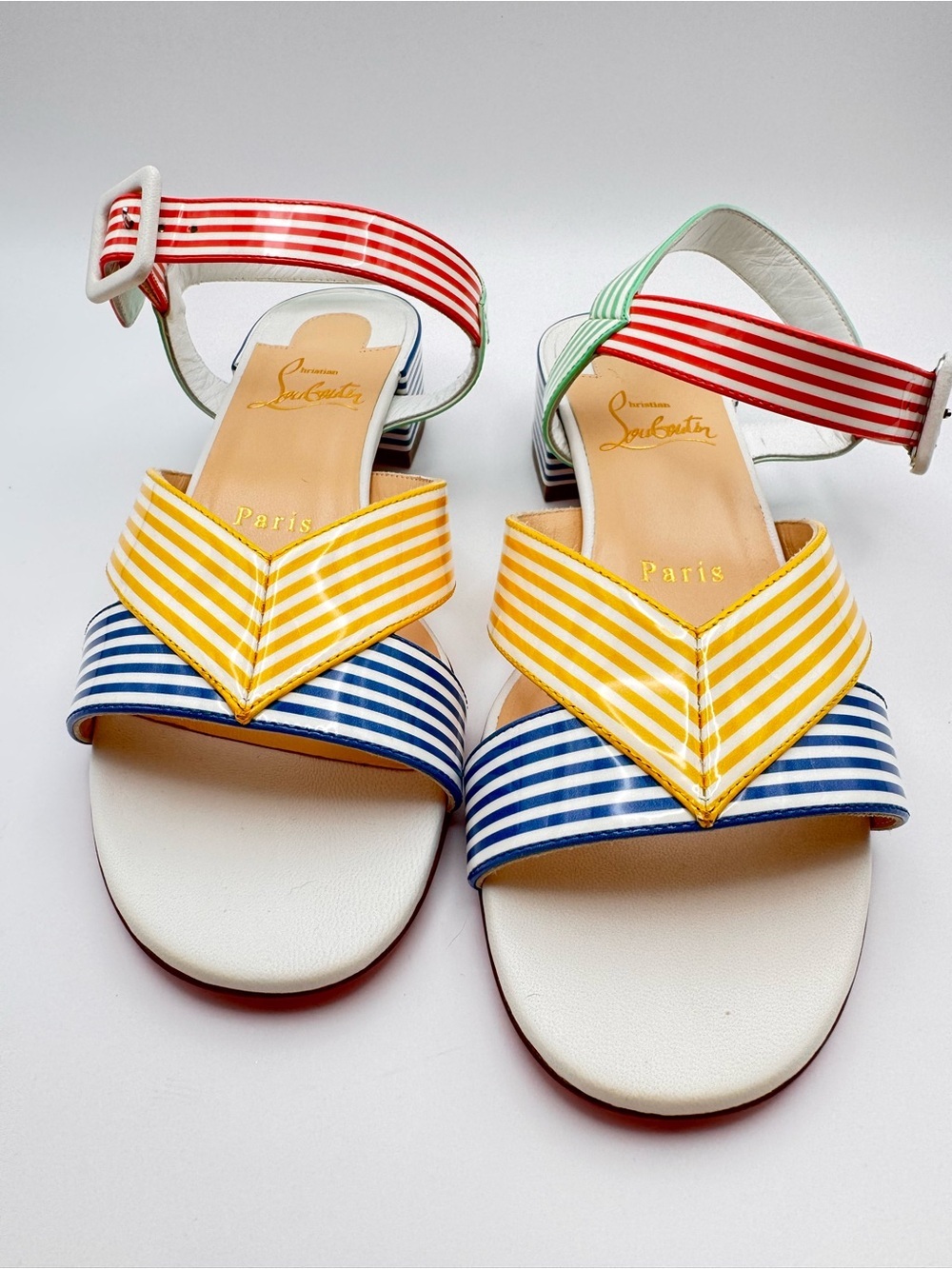 Christian Louboutin Palavas 55 Striped Patent Sandals EU 36 NWOB - Picture 4 of 8